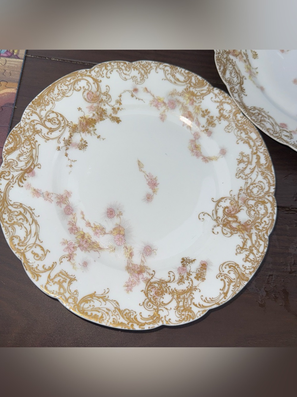 VTG 3 Haviland & Co Limoges Delicate pink Floral 8.5 lunch floral France